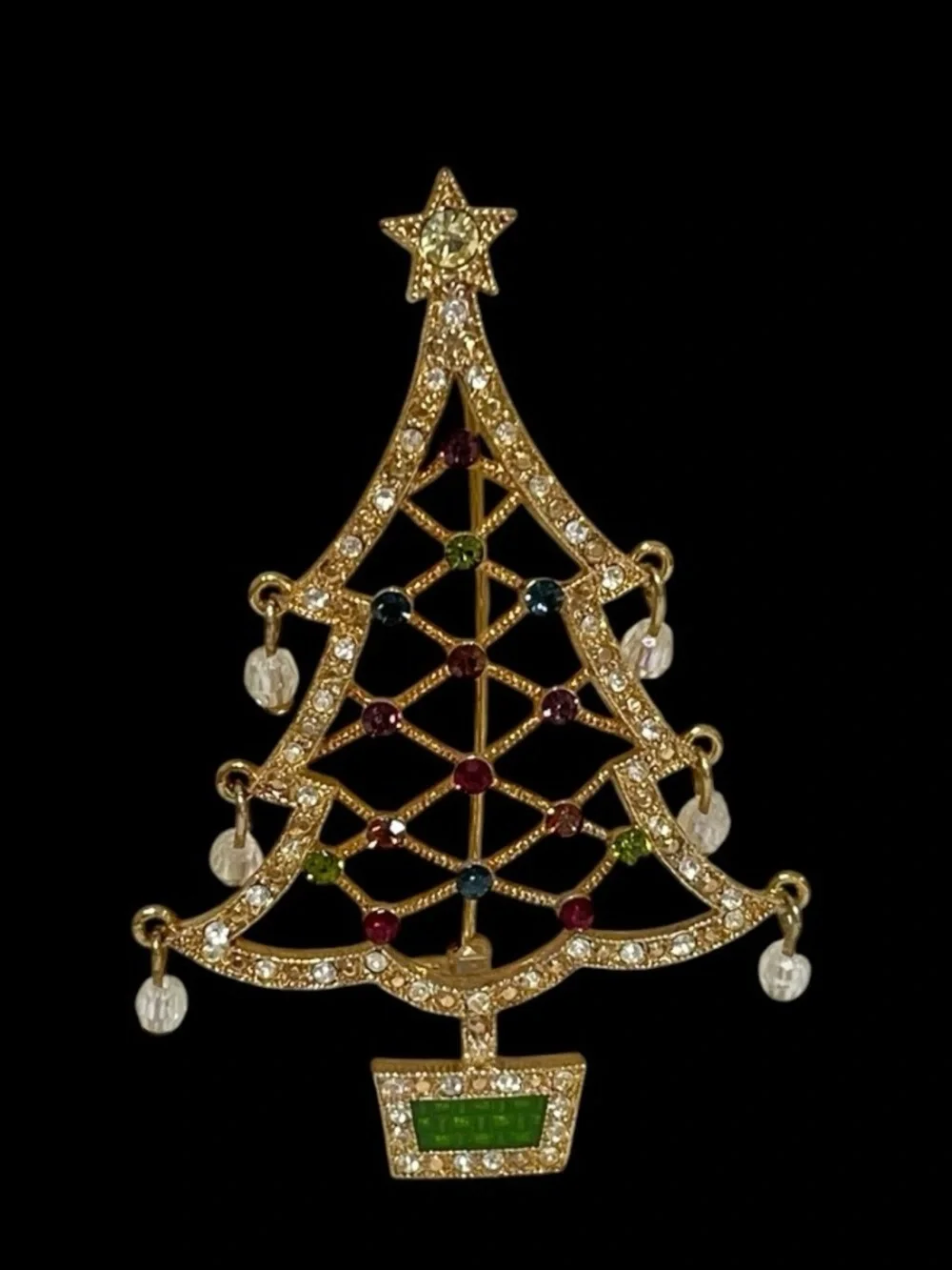 Vintage Avon 2005 2nd Annual Sparkly Multicolor Rhinestone Christmas Tree Brooch